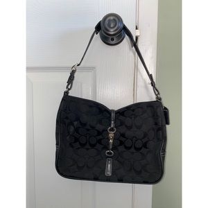 Coach Signature Black Hobo Clip Bag